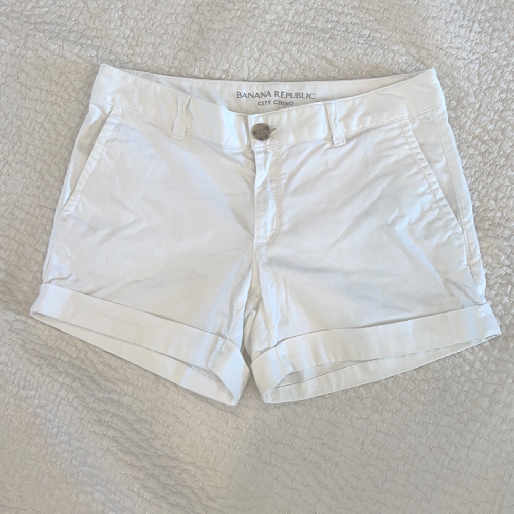 Banana Republic City Chino White Shorts 0P Petite